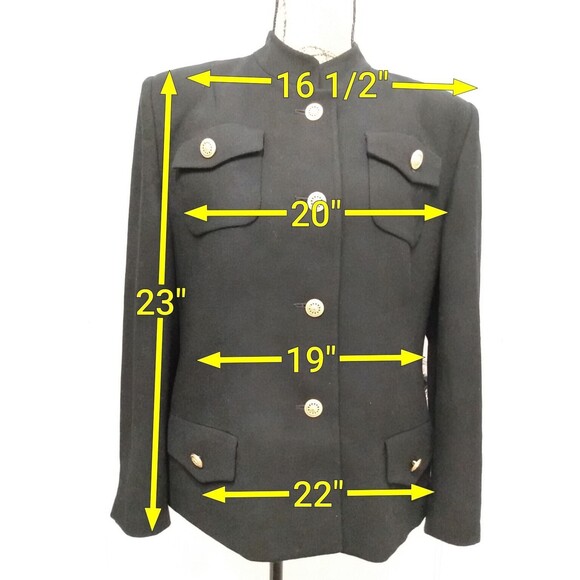 Herbert‎ Grossman By Cynthia Sobel black Gold Pocket Short Tailored Jacket Sz 14 - Picture 2 of 8
